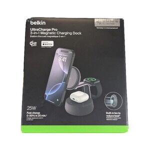 Bb.O Belkin - UltraCharge Pro 3-in-1 Qi2 25W Magnetic Wireless Charging Dock